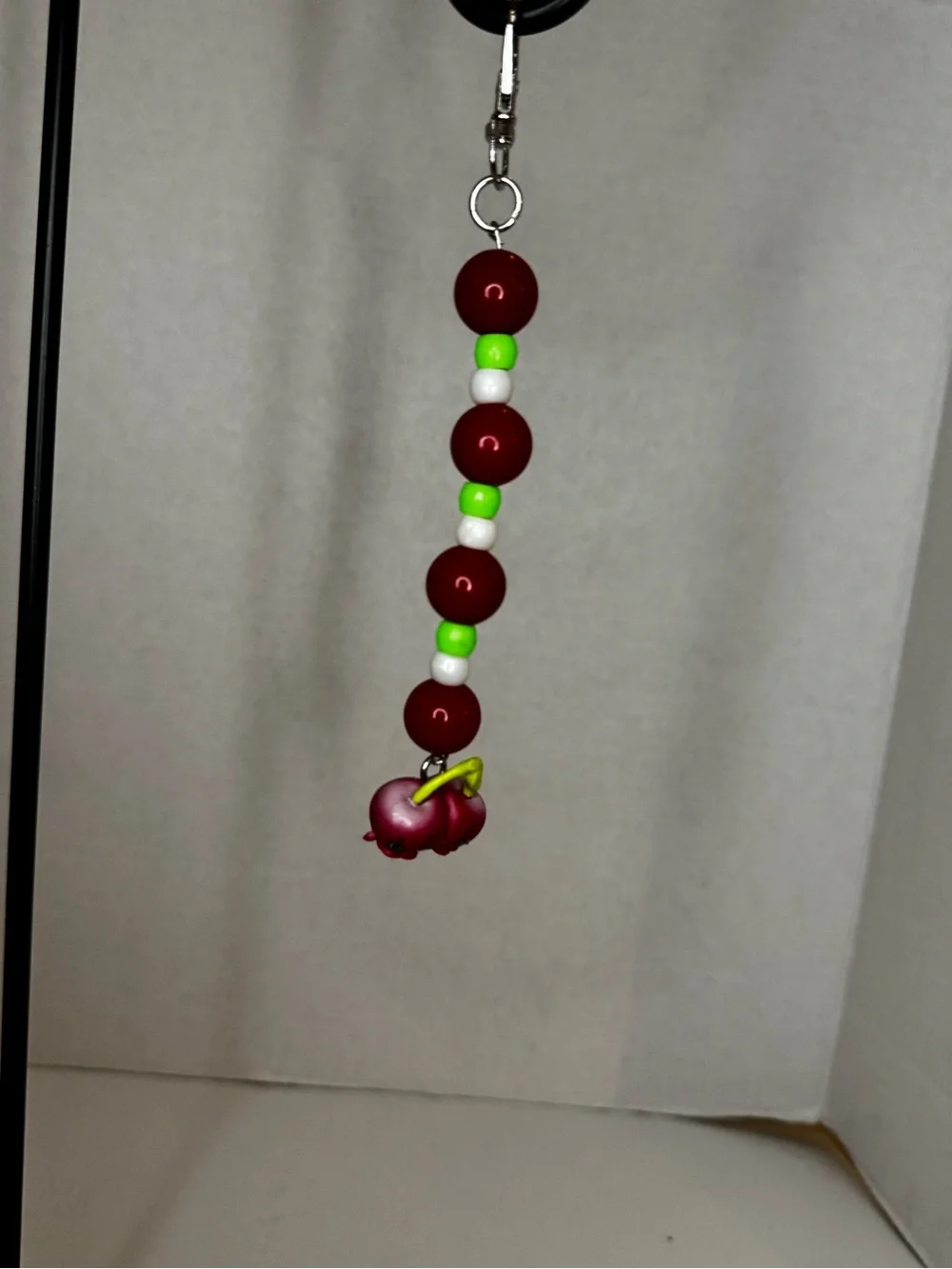 Shopkins Cherry Bead Keychain in Red, Green, White